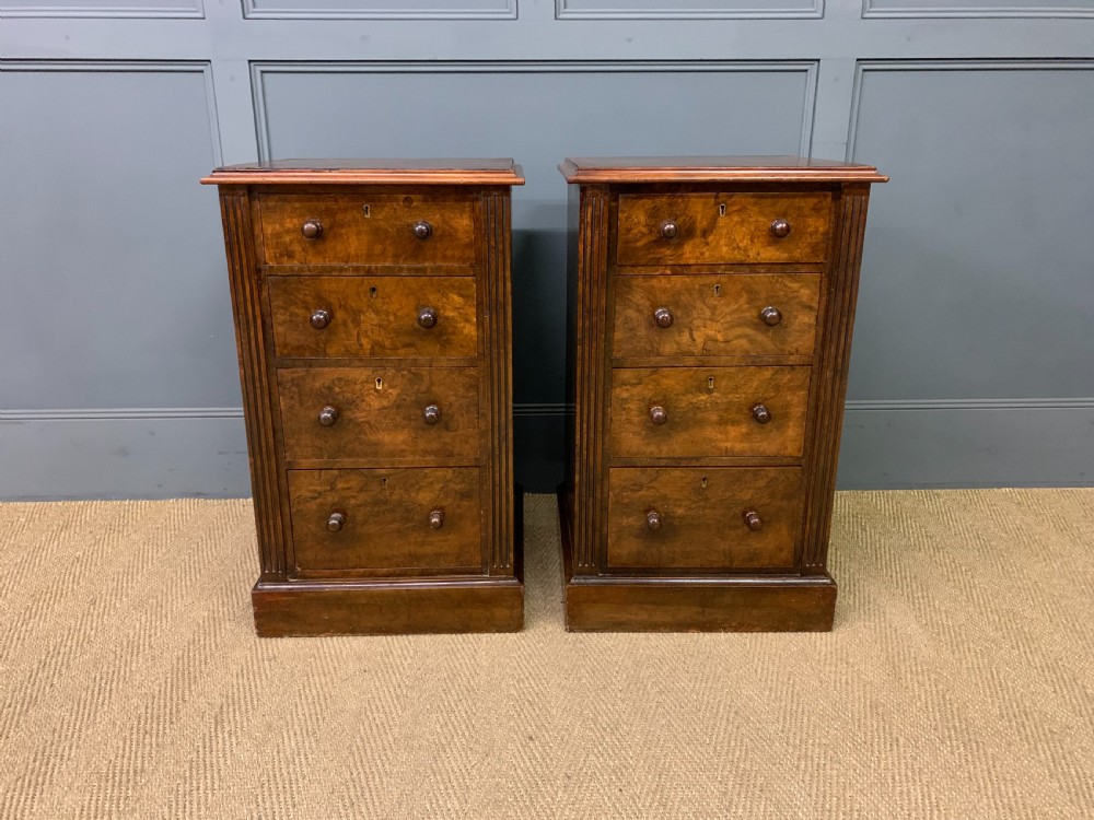 Pair of Victorian Burr Walnut Bedside Chests View II