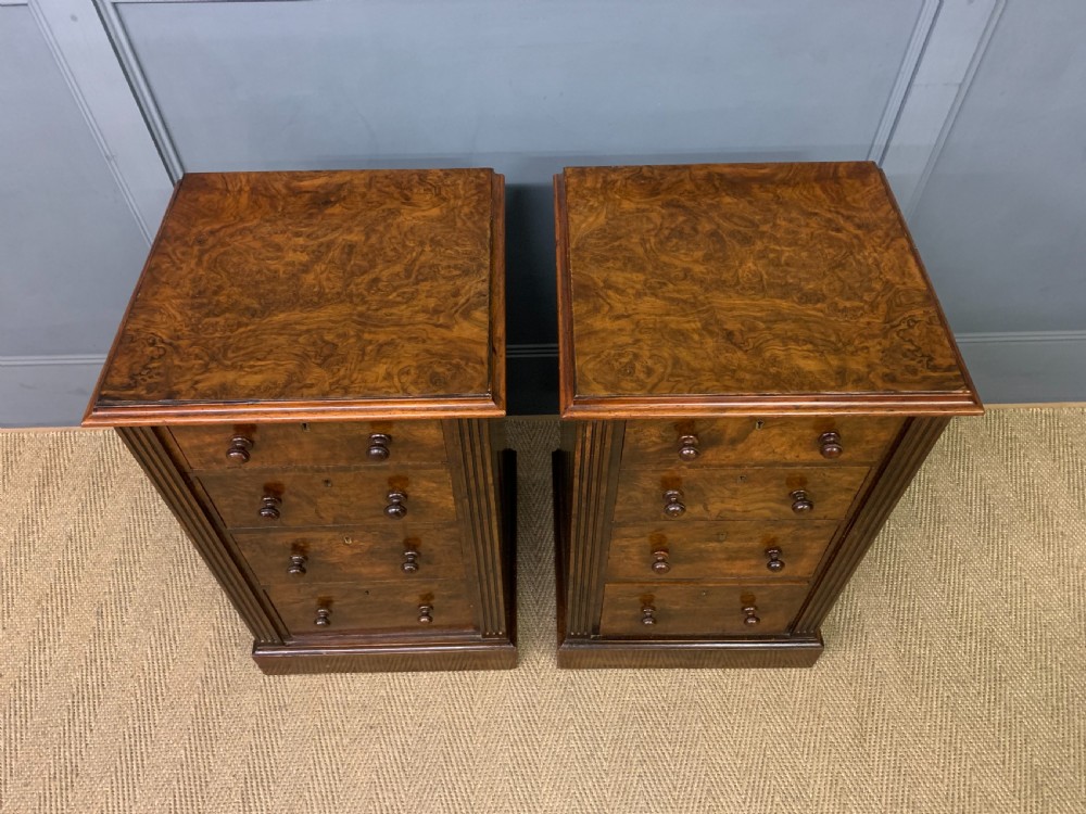 Pair of Victorian Burr Walnut Bedside Chests View III