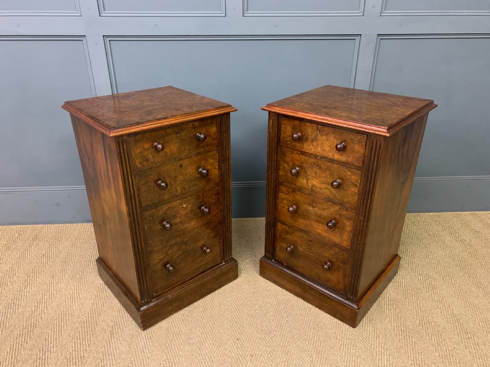 Pair of Victorian Burr Walnut Bedside Chests View VIII
