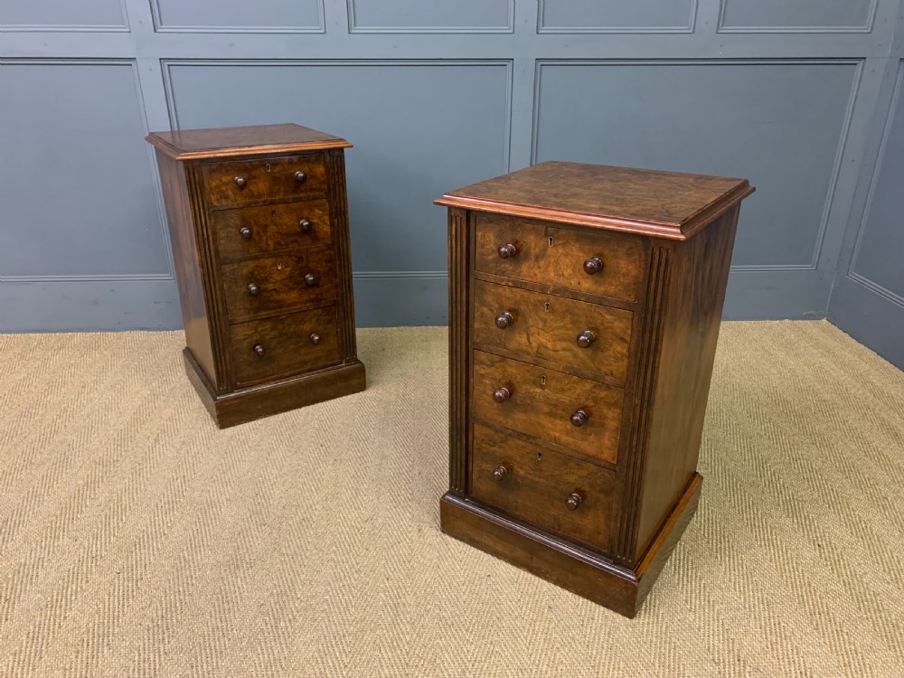 Pair of Victorian Burr Walnut Bedside Chests View X