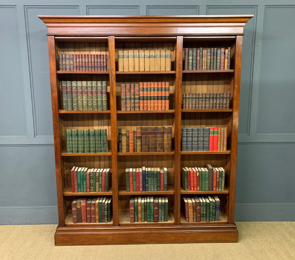 Large Victorian Walnut Open Bookcase
