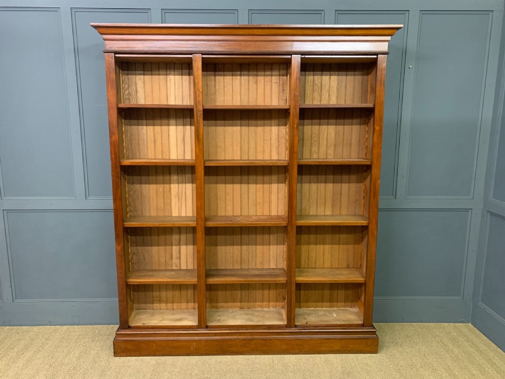 Large Victorian Walnut Open Bookcase View II