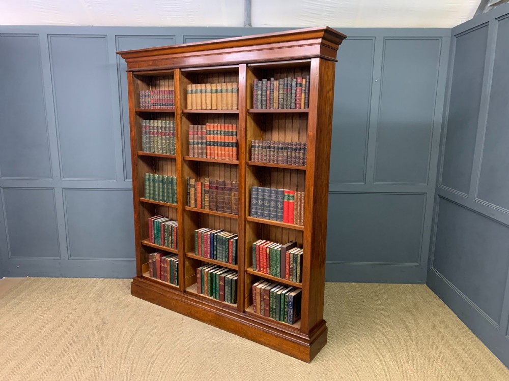 Large Victorian Walnut Open Bookcase View V