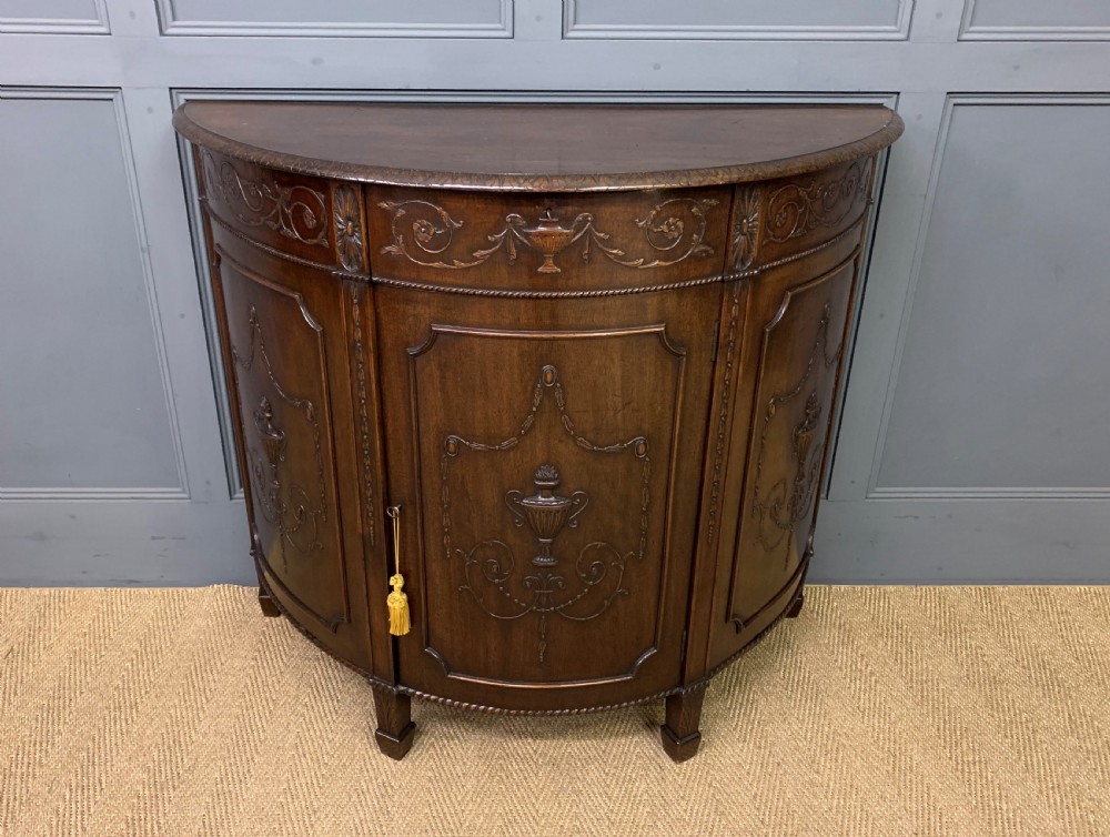 Adams Style Mahogany Demi Lune Commode
