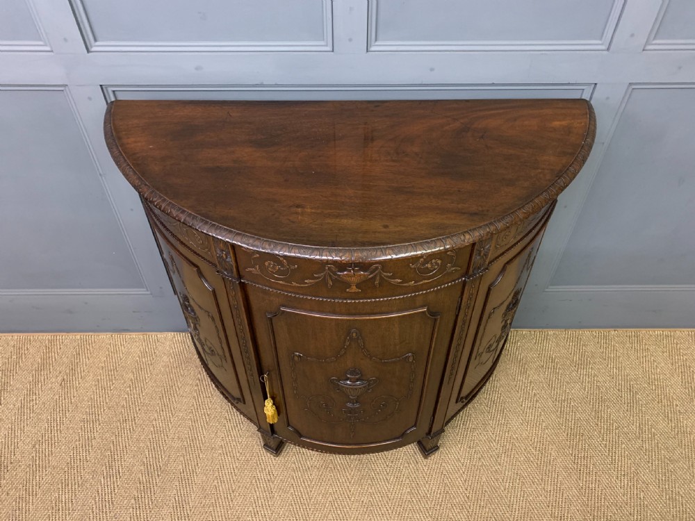 Adams Style Mahogany Demi Lune Commode View III