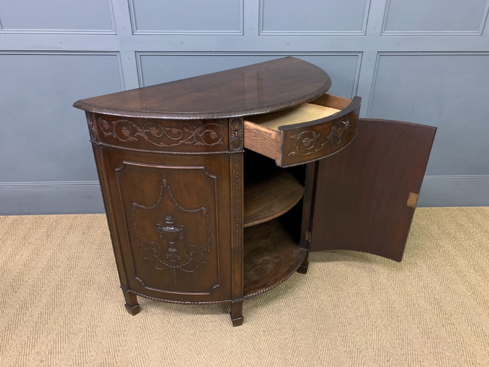 Adams Style Mahogany Demi Lune Commode View XII