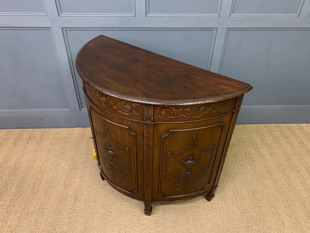 Adams Style Mahogany Demi Lune Commode View XIII