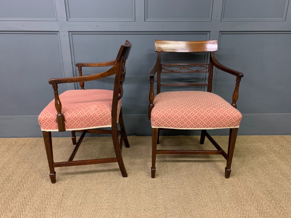 Set of 10 Georgian Inlaid Mahogany Dining Chairs View XI