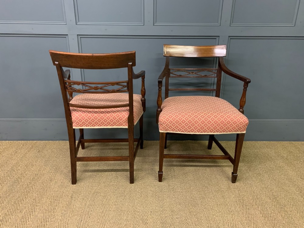 Set of 10 Georgian Inlaid Mahogany Dining Chairs View XII