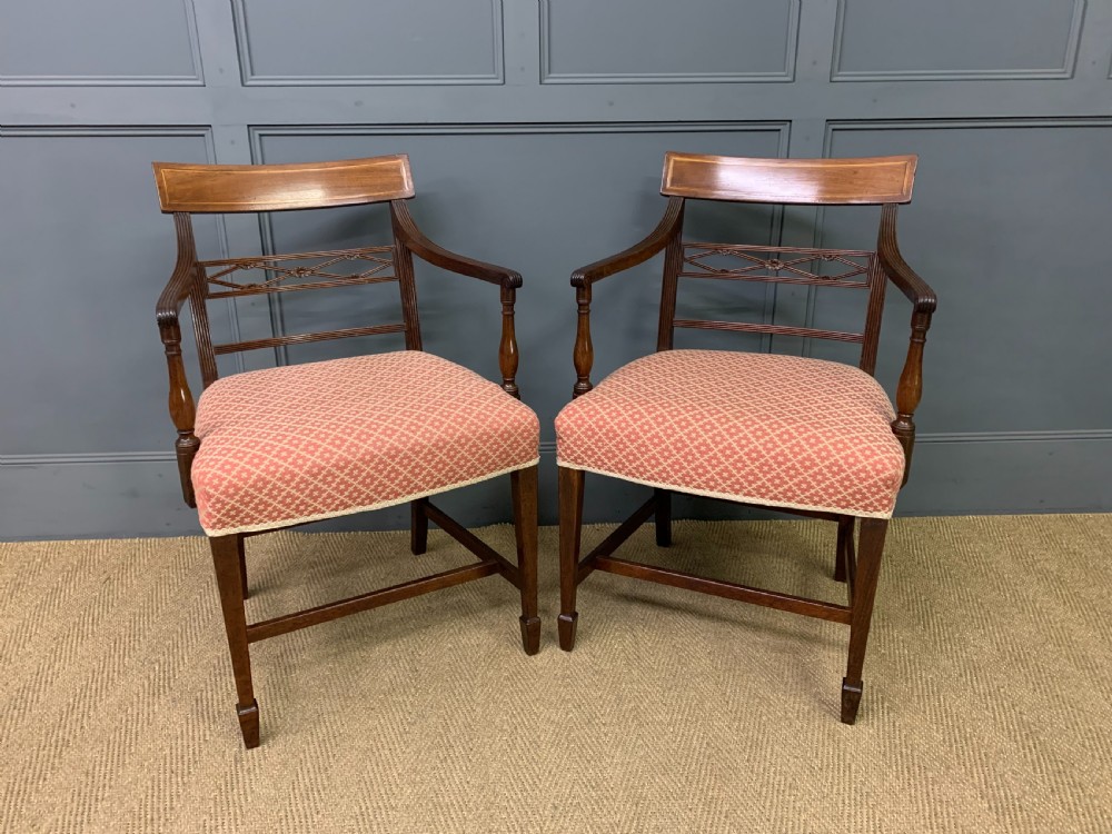 Set of 10 Georgian Inlaid Mahogany Dining Chairs View XIII
