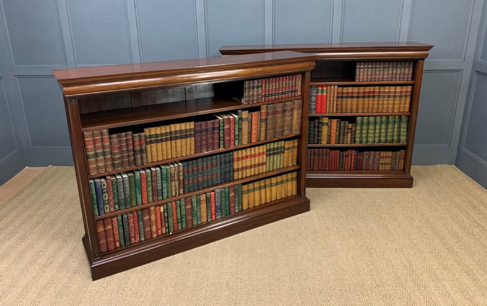Pair of Mahogany Open Bookcases by Holland and Sons View X