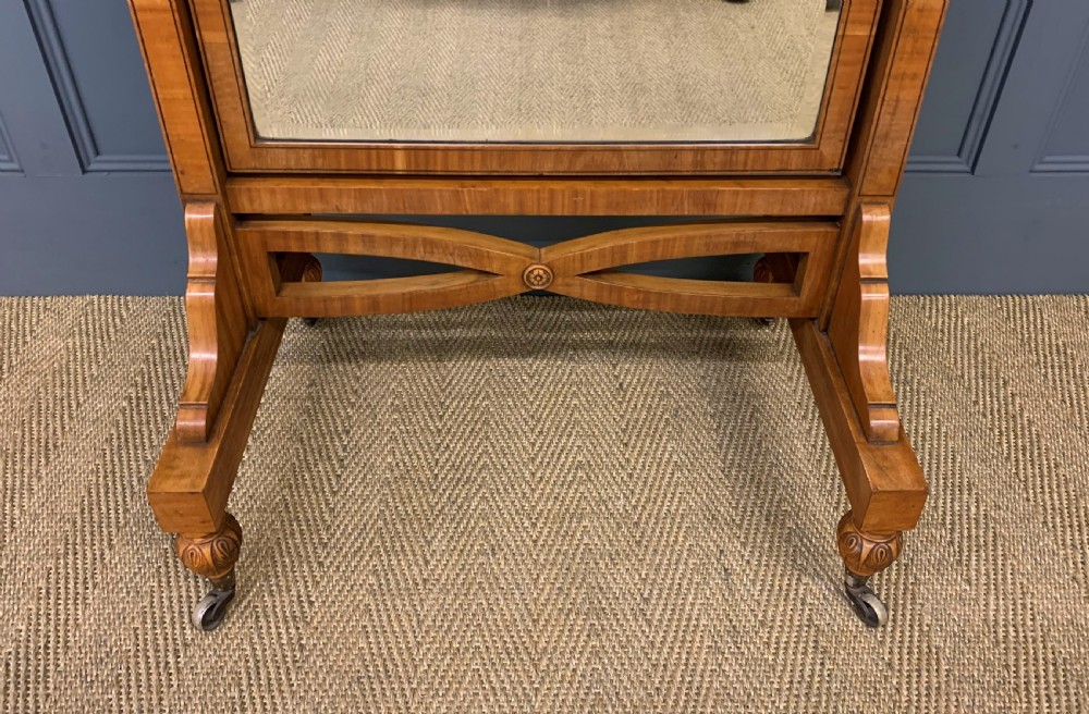 Edwardian Inlaid Satinwood Cheval Mirror View IV