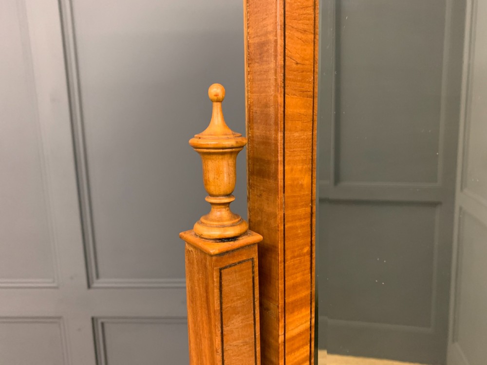Edwardian Inlaid Satinwood Cheval Mirror View VIII