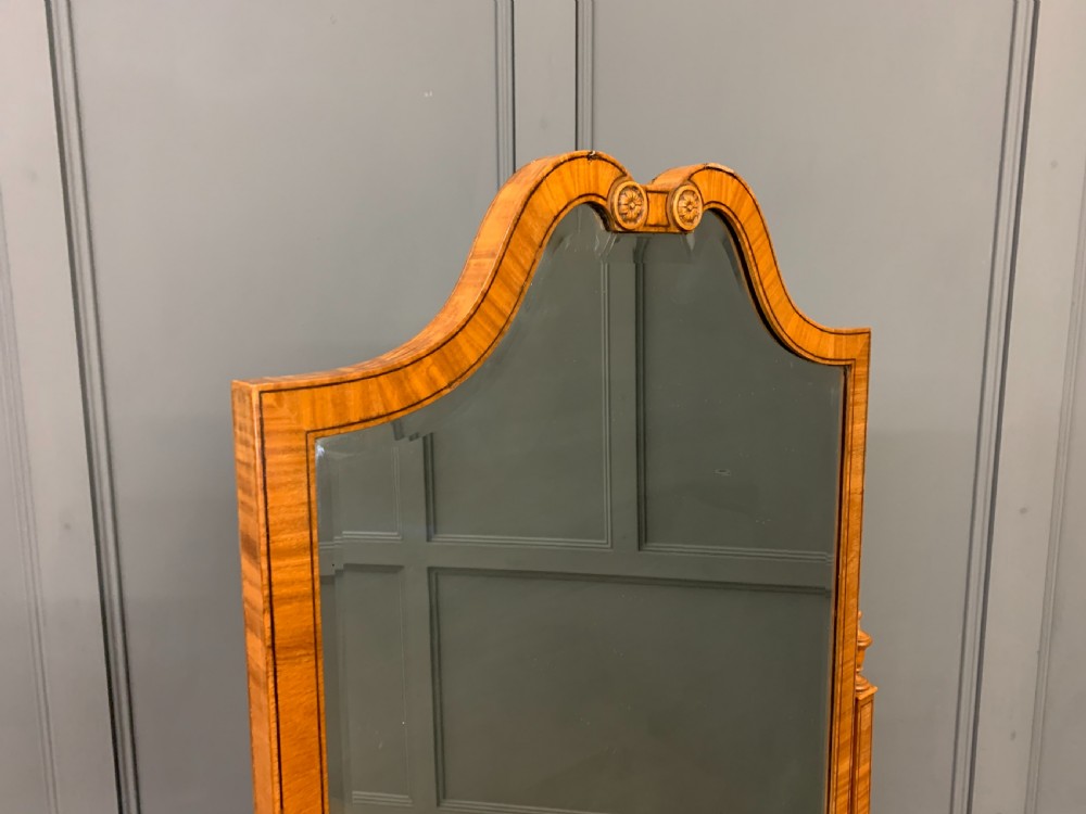 Edwardian Inlaid Satinwood Cheval Mirror View IX