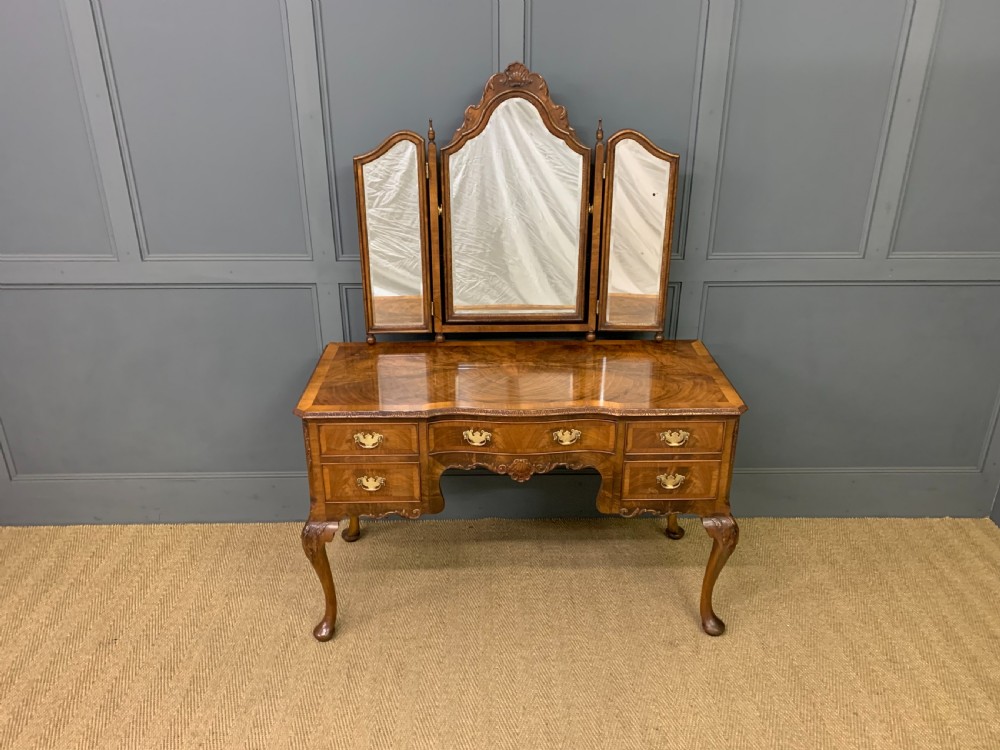 Burr Walnut Dressing Table and Stool View IV