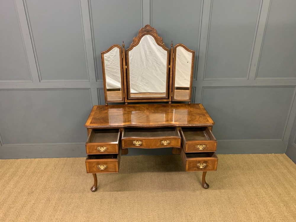 Burr Walnut Dressing Table and Stool View VI