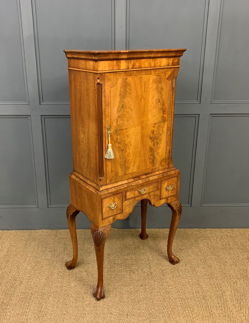 Burr Walnut Cupboard on Stand