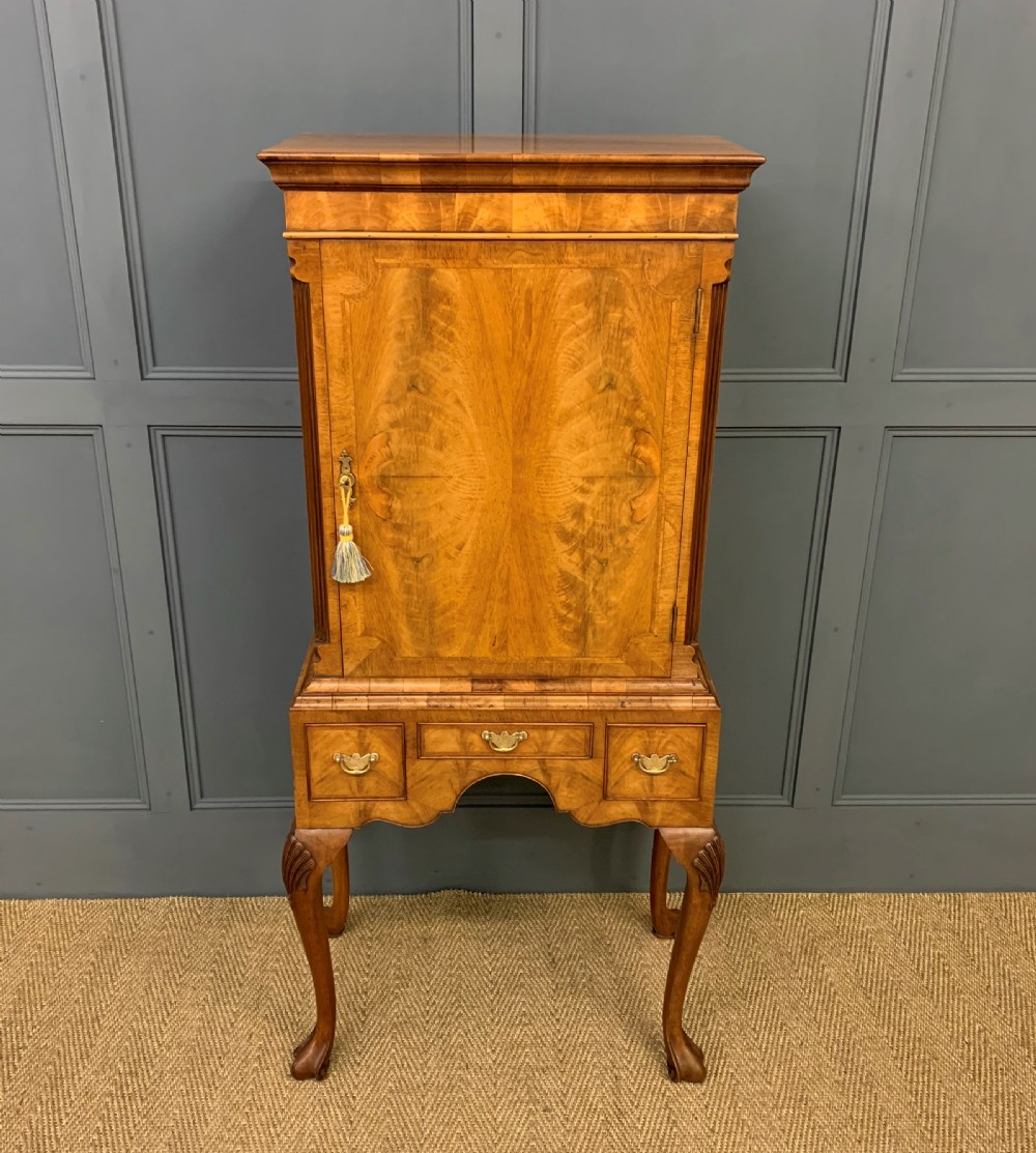 Burr Walnut Cupboard on Stand View II