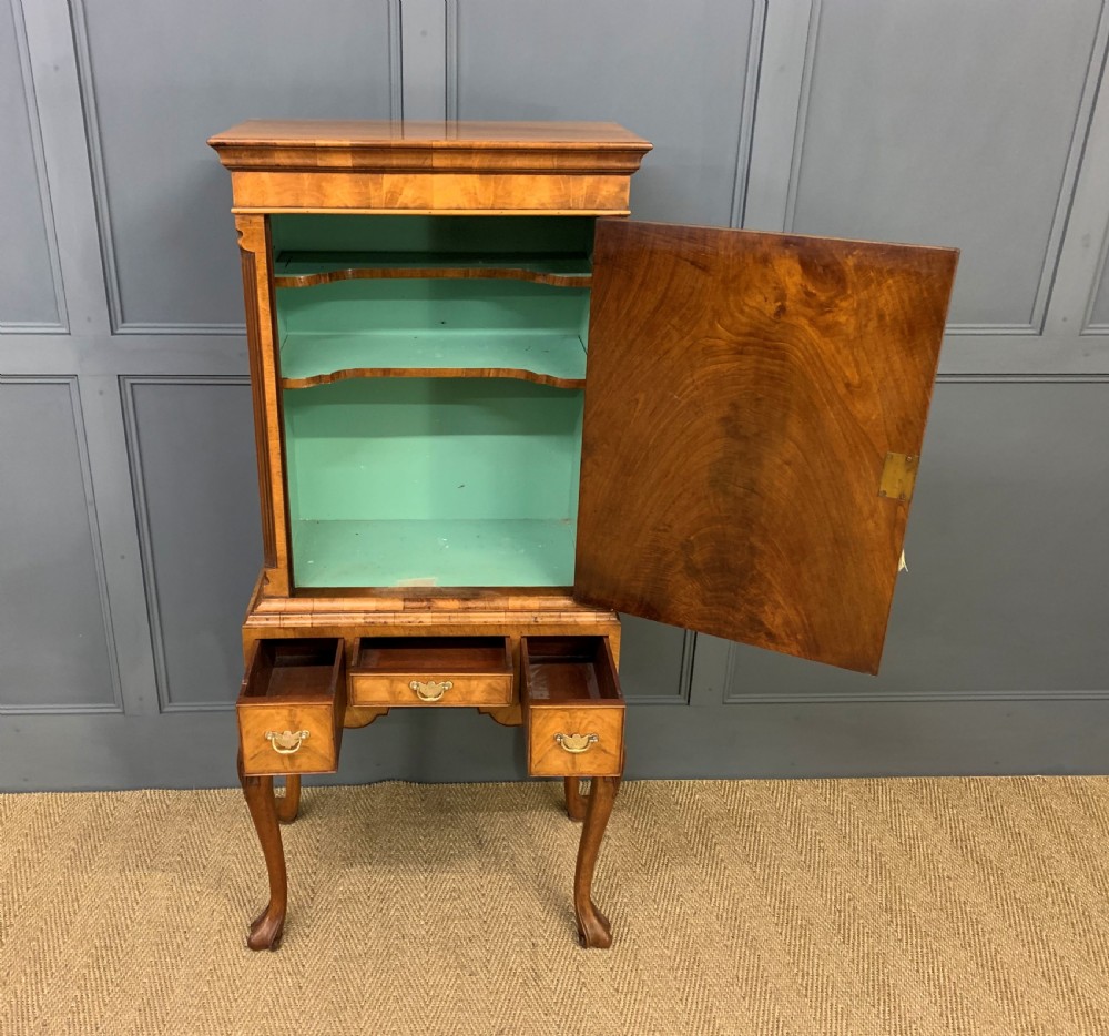 Burr Walnut Cupboard on Stand View VII