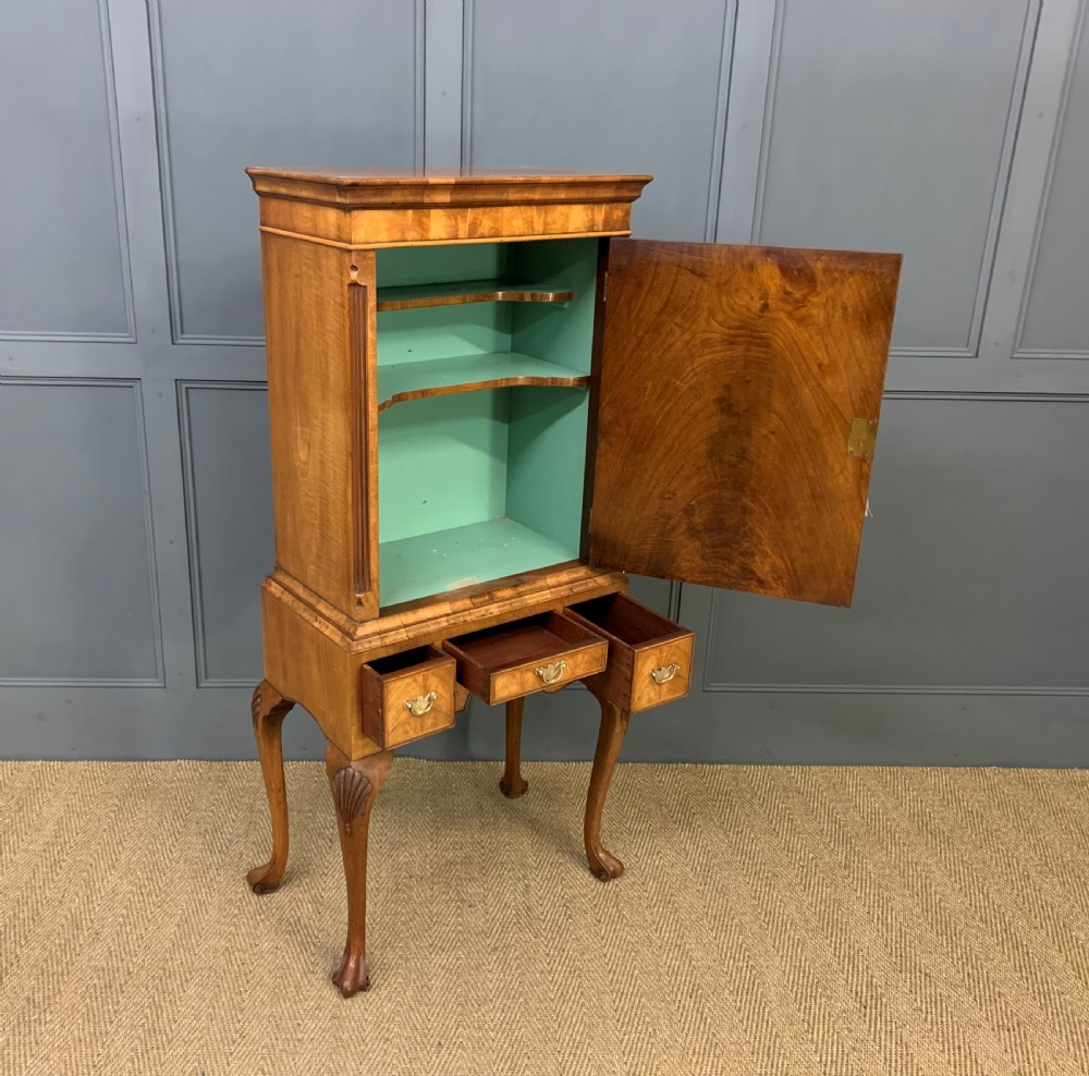 Burr Walnut Cupboard on Stand View XII