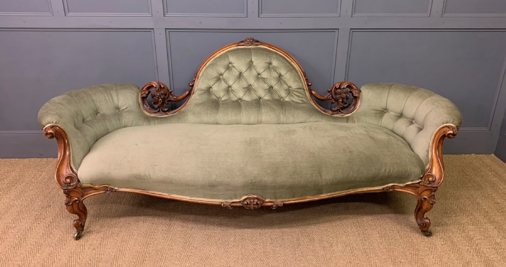 Victorian Upholstered Walnut Settee