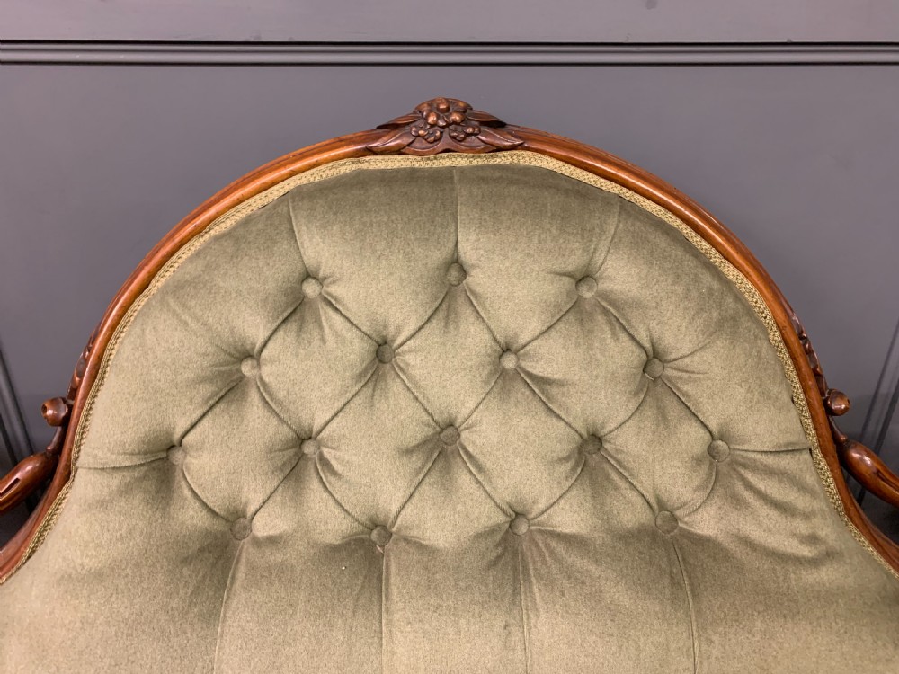 Victorian Upholstered Walnut Settee View III