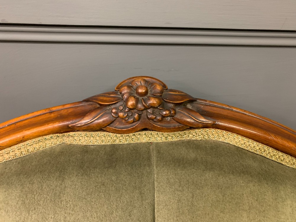 Victorian Upholstered Walnut Settee View IV