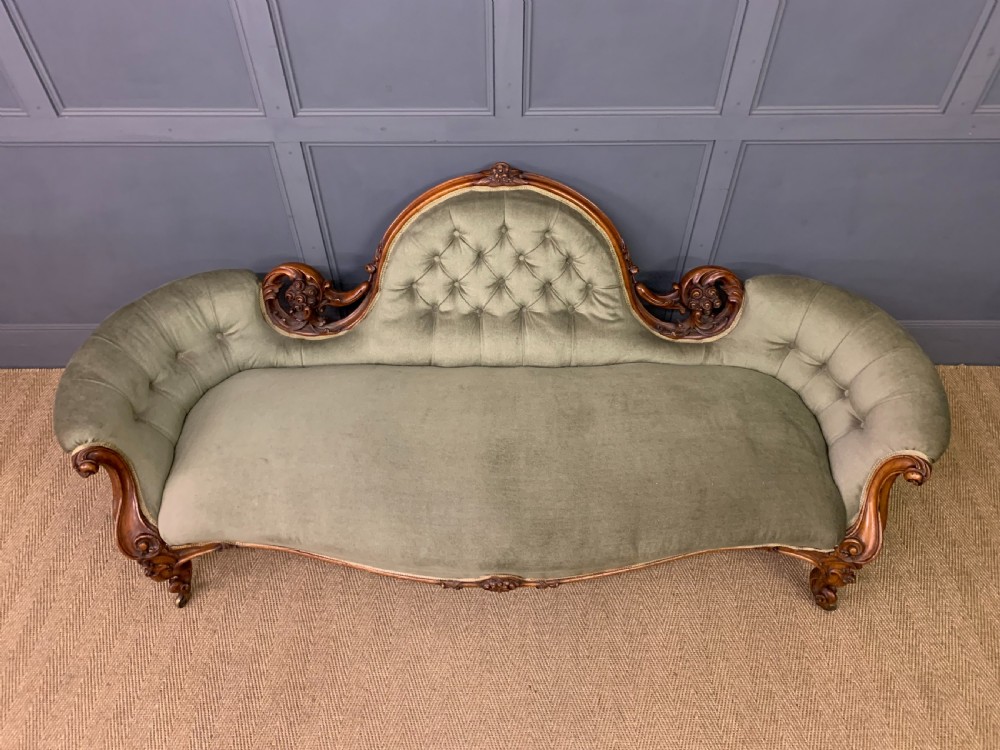 Victorian Upholstered Walnut Settee View VIII