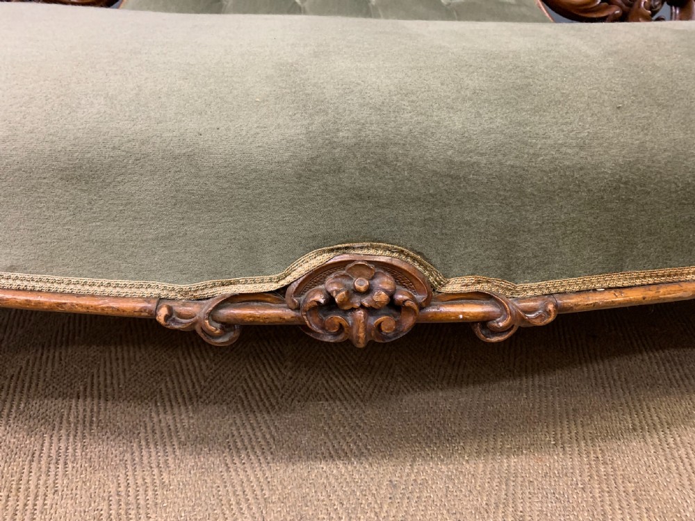 Victorian Upholstered Walnut Settee View IX