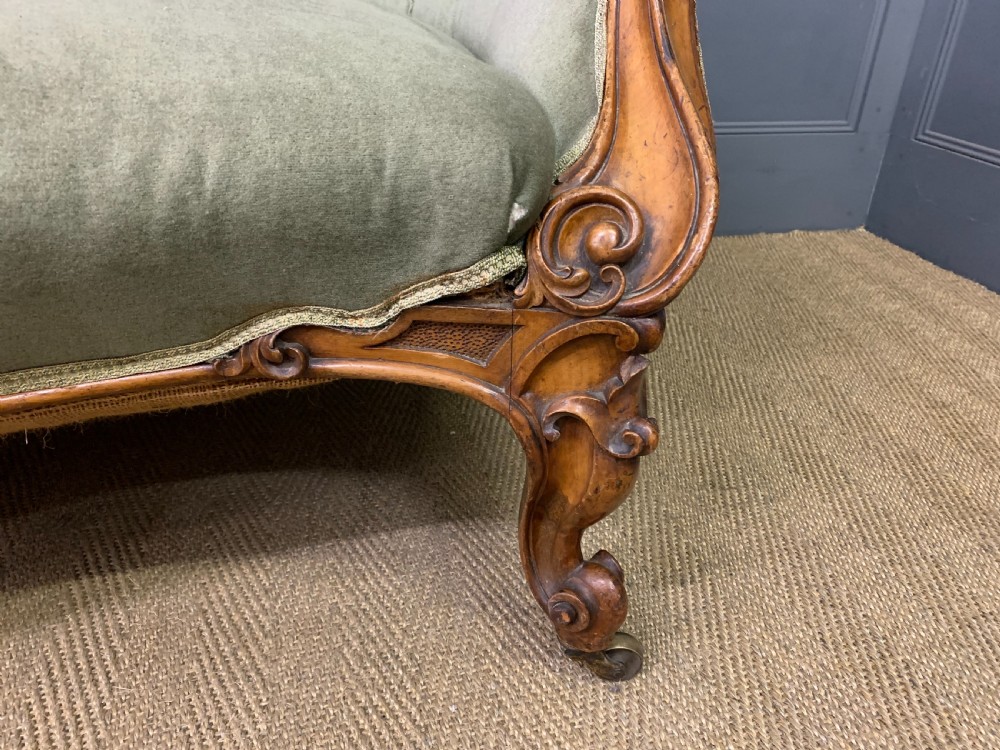 Victorian Upholstered Walnut Settee View X
