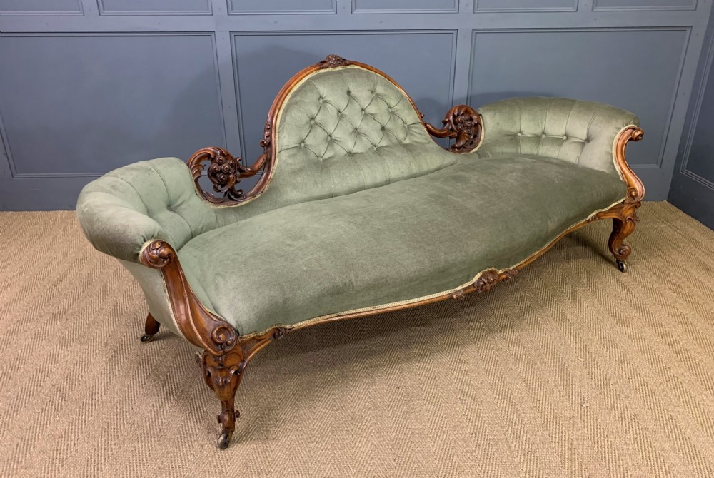 Victorian Upholstered Walnut Settee View XI