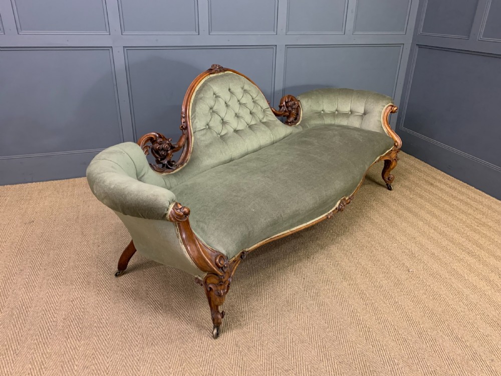 Victorian Upholstered Walnut Settee View XII