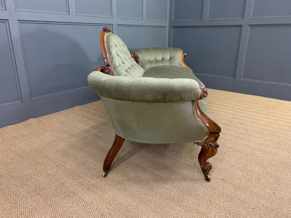 Victorian Upholstered Walnut Settee View XIII