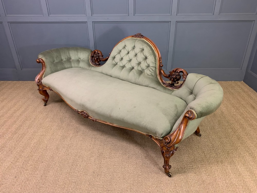 Victorian Upholstered Walnut Settee View XIV