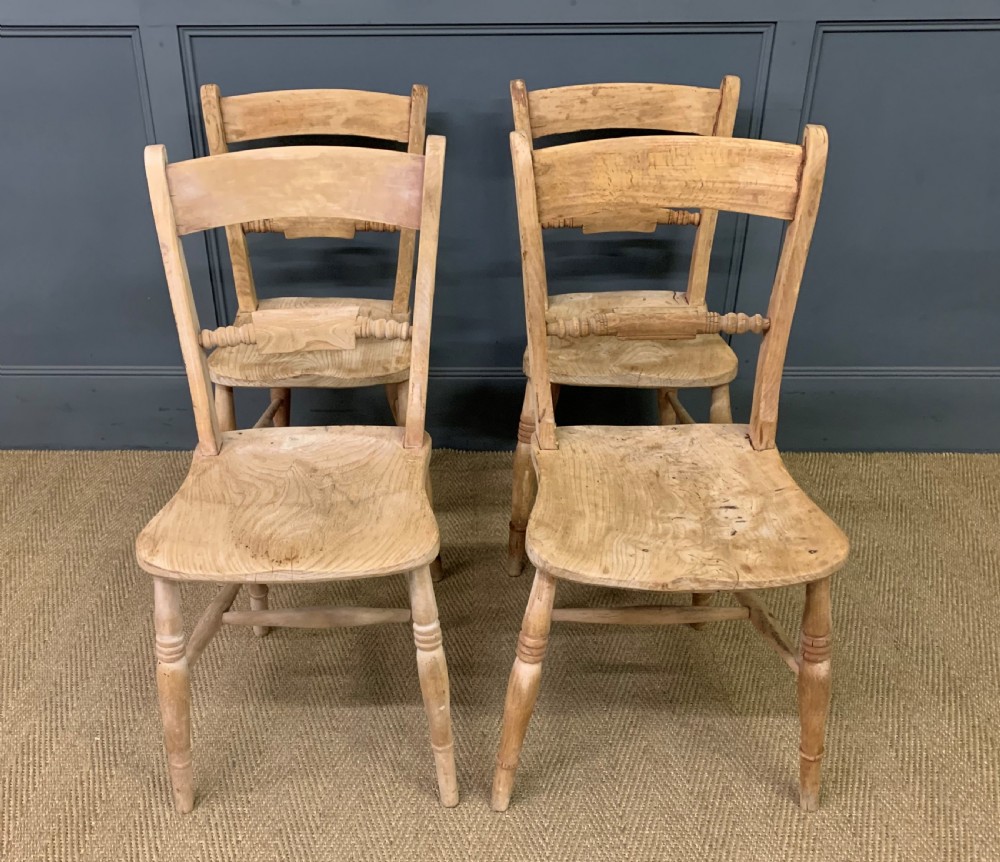 Set of 4 Bleached Country Kitchen Chairs