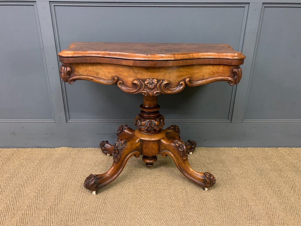 Victorian Burr Walnut Card Table View II