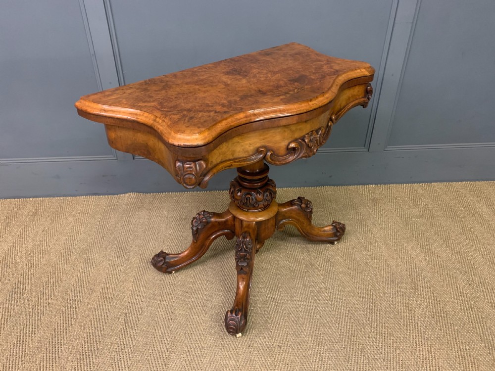 Victorian Burr Walnut Card Table View VII