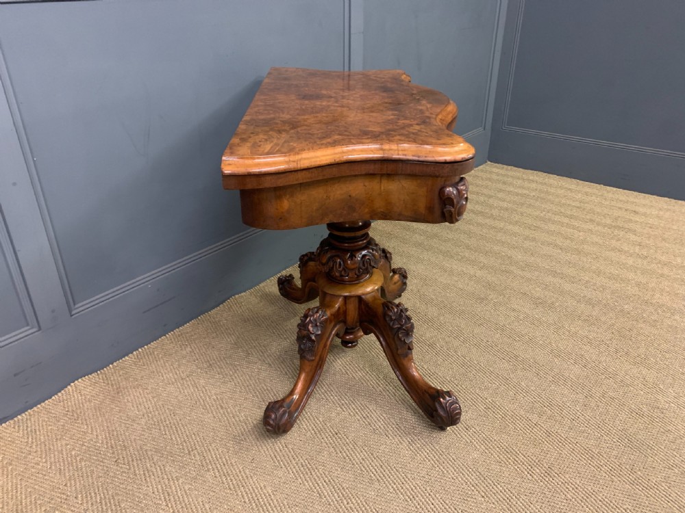 Victorian Burr Walnut Card Table View VIII