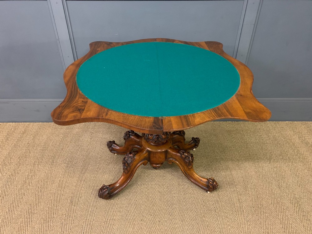 Victorian Burr Walnut Card Table View XII