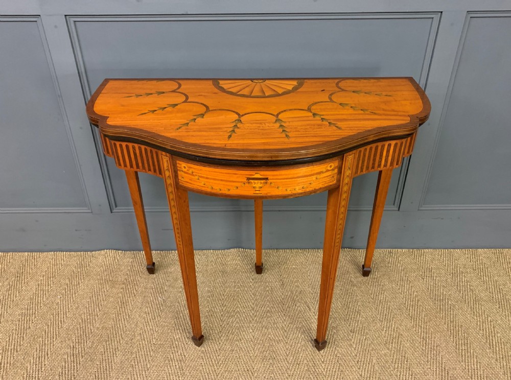 Edwardian Inlaid Satinwood Card Table