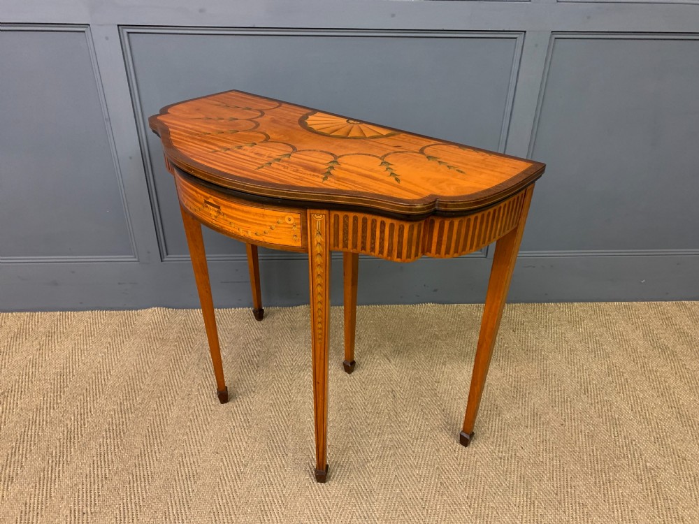 Edwardian Inlaid Satinwood Card Table View VIII