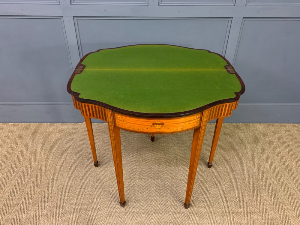 Edwardian Inlaid Satinwood Card Table View XI