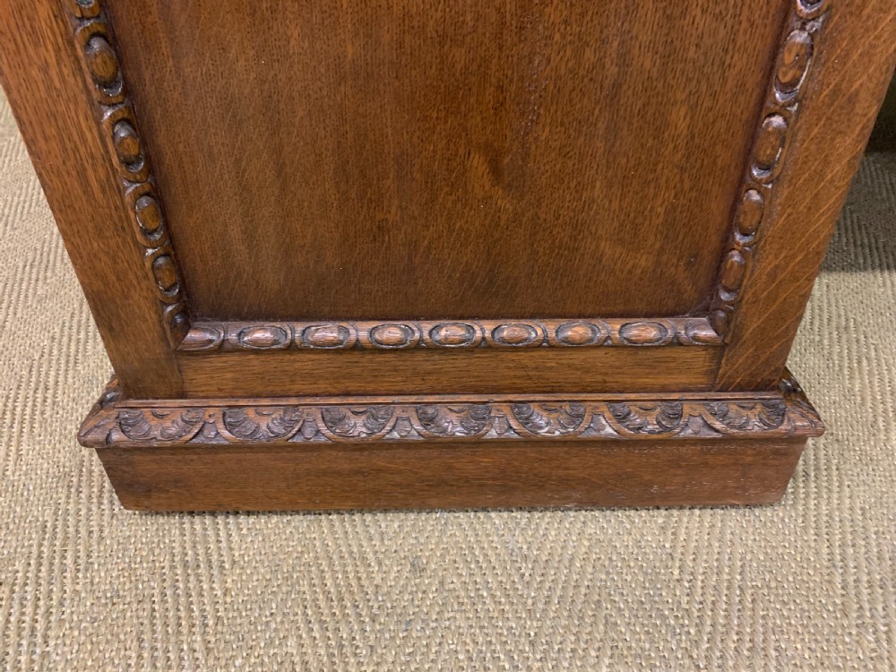 Large Victorian Carved Oak Pedestal Desk View XVI