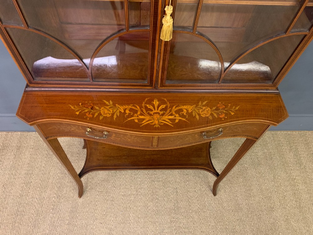 Edwards and Roberts Inlaid Mahogany Bookcase Cabinet View II