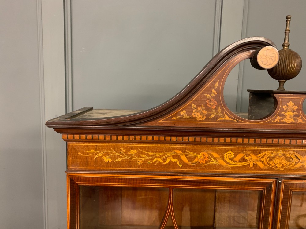 Edwards and Roberts Inlaid Mahogany Bookcase Cabinet View V