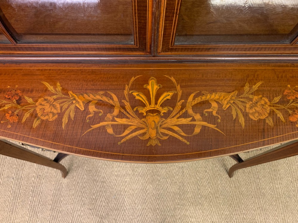 Edwards and Roberts Inlaid Mahogany Bookcase Cabinet View VI