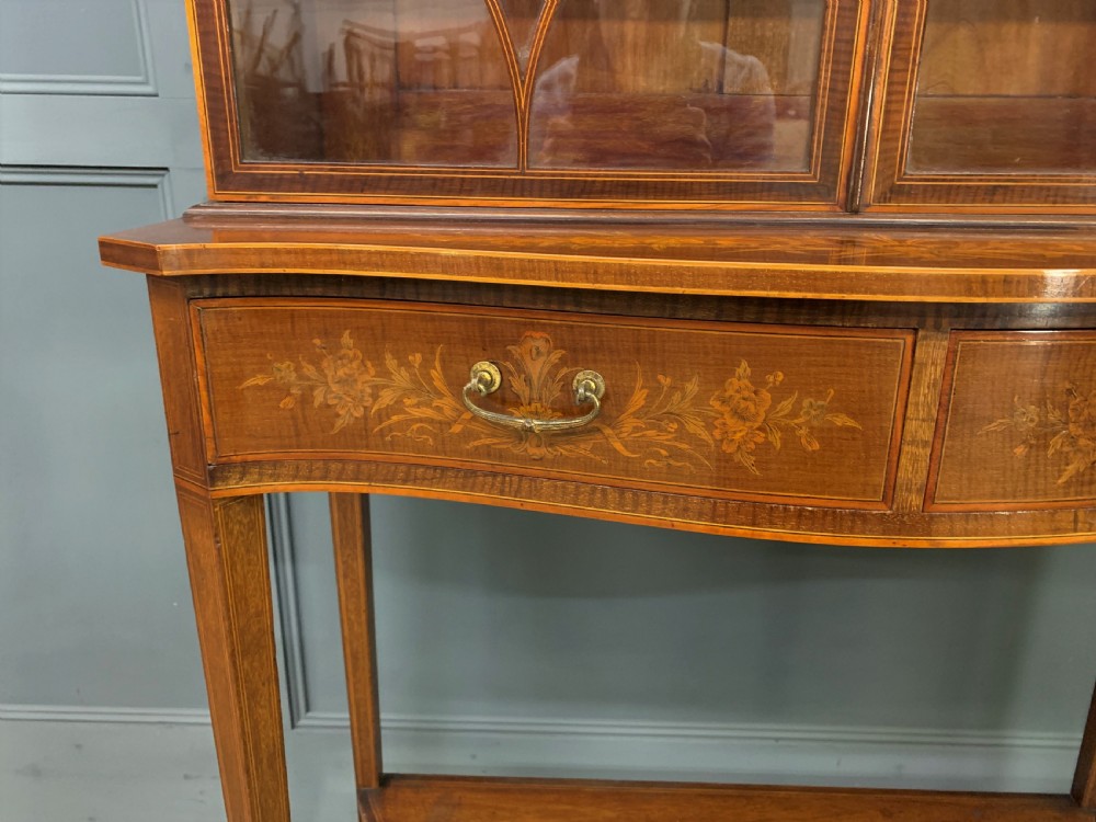 Edwards and Roberts Inlaid Mahogany Bookcase Cabinet View IX