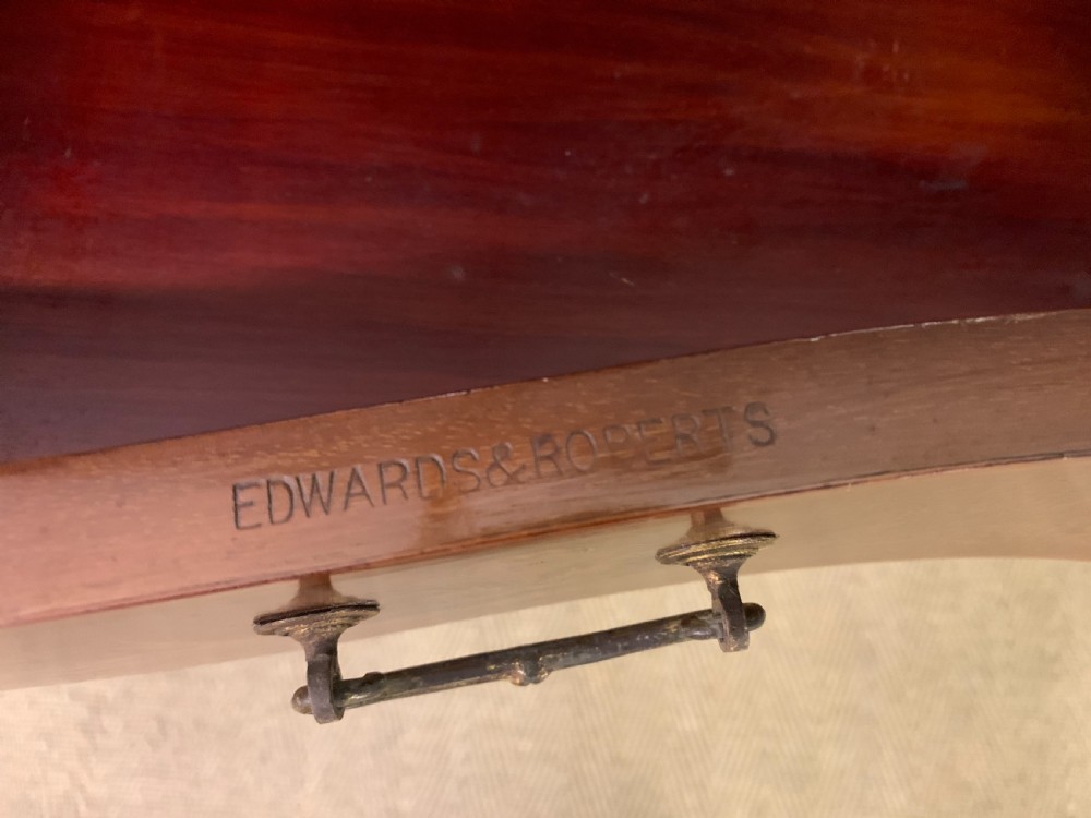 Edwards and Roberts Inlaid Mahogany Bookcase Cabinet View X