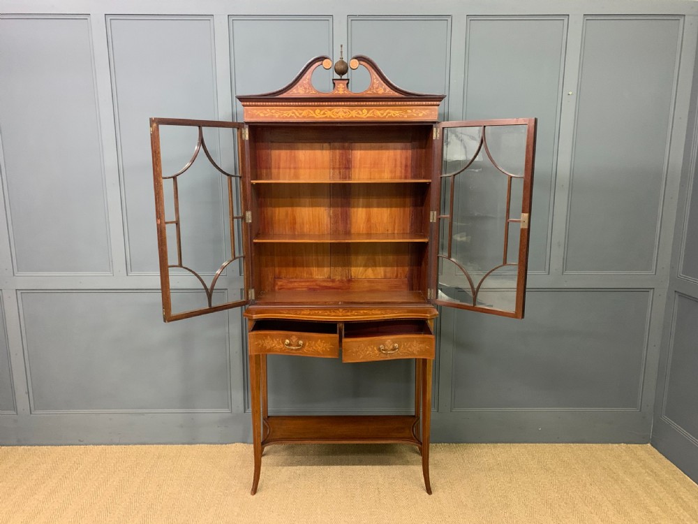Edwards and Roberts Inlaid Mahogany Bookcase Cabinet View XII