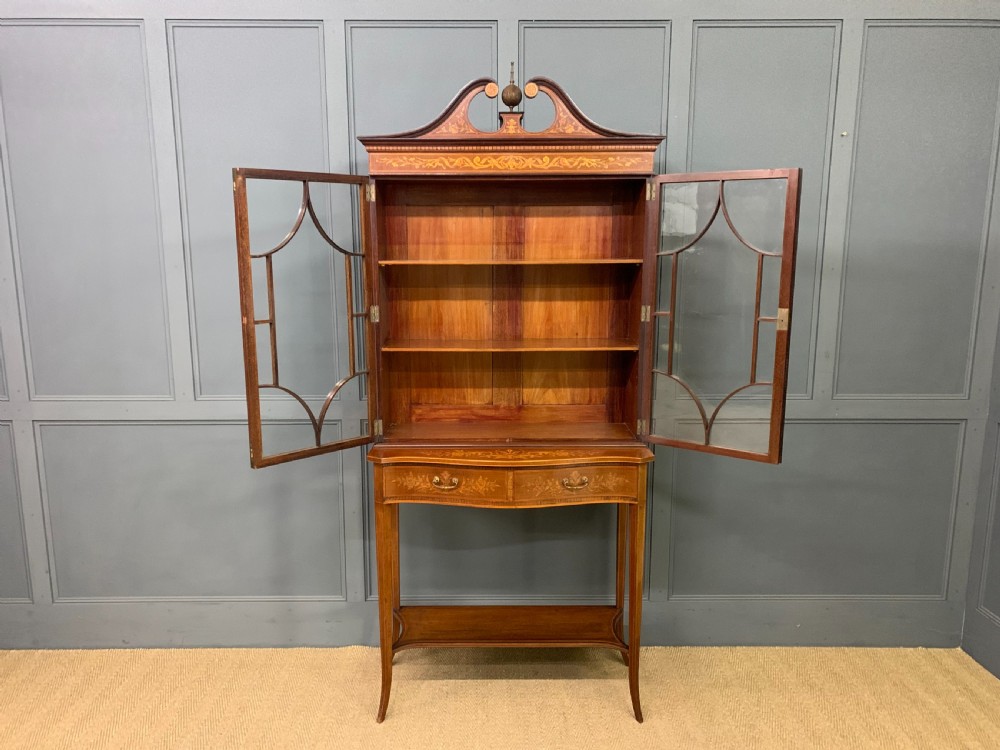 Edwards and Roberts Inlaid Mahogany Bookcase Cabinet View XIII